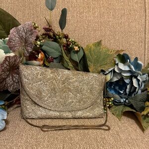 Elegant Champagne Bugle Beaded Clutch Bag